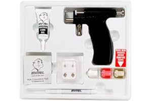 STUDEX Universal Ear Piercing Gun Kit, Surgical Stainless Steel, White, Professional Instrument Set with Training Studs, Adaptors, Care Gel for Women, Men