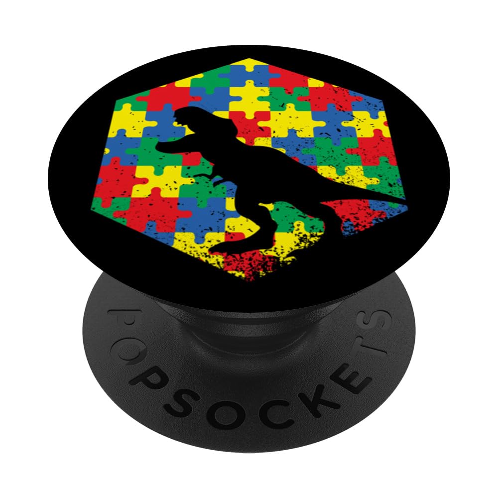Autism Awareness Month Dinosaur Advocate Support Acceptance PopSockets Adhesive PopGrip