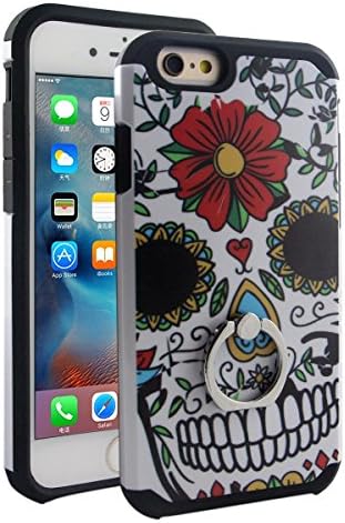 iPhone 6S Case iPhone 6 Case With Ring Holder [KICKSTAND] Unique Hipster Chic BOHO Retro Vintage Girly Designer Cover by TropicaseMAX. Heavy Duty Protection With Great Utility (Sugar Skull)