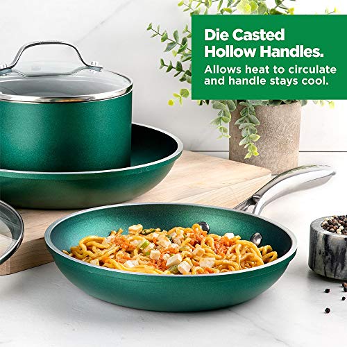 Granitestone Diamond Granite Stone Classic Emerald Pots and Pans Set