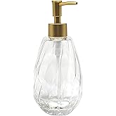 UHEY HOME Glass Liquid Soap Dispenser Refillable Bathroom, 14.3oz Reusable Soap Dispenser with Rust-Proof Plastic Pump for Kitchen