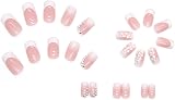 TMUT 24pcs French Tip False Nails Square Press On Nails White Edge view 4