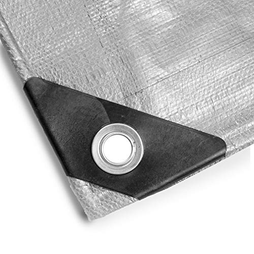 SunnyRoyal 30' x 40' Tarp 10-mil Heavy Duty Thick Material UV Resistant Multi-Purpose Waterproof Reinforced Rip-Stop with Grommets for Tarpaulin Canopy Tent Boat RV or Pool Cover, Silver