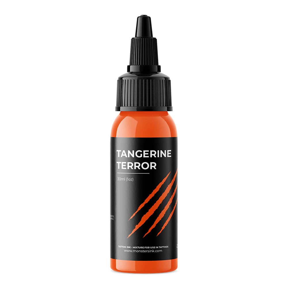 Orange Tattoo Ink by Monsters Ink, Tangerine Terror is a Neon Orange Tattoo Ink (Tangerine Terror, 30ml) — image 1