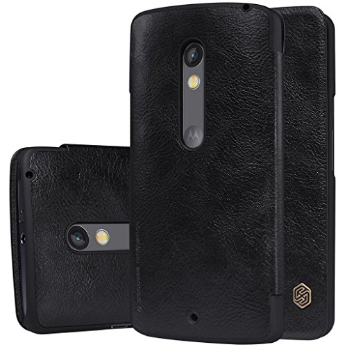 DROID MAXX 2 Case, Lwang Nillkin Qin Series Inside Card Slot Wallet Flip Leather Case Inside Slot Protective Shell Cover for Motorola Moto X Play (qin black)