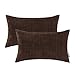 CaliTime Throw Pillow Covers Pack of 2 Comfy Corduroy Corn Striped Waffle Decorative Cushion Cases for Couch Sofa Bed Farmhouse 12 X 20 Inches Brown