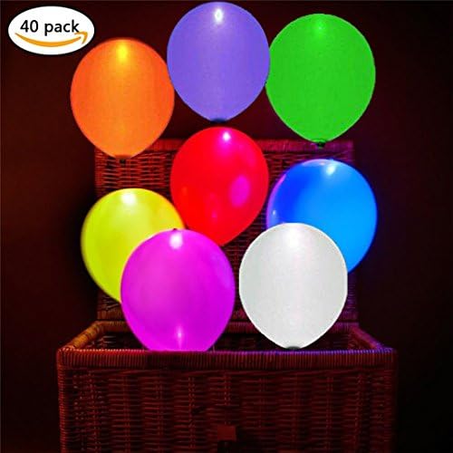 LED Light up Balloons - 40 PCS in 8 Colors LED Balloons-Great Idea to Light Up Your Party- Flashing Balloons Light for Party/Birthday/Wedding/ Festival/Club/Bar