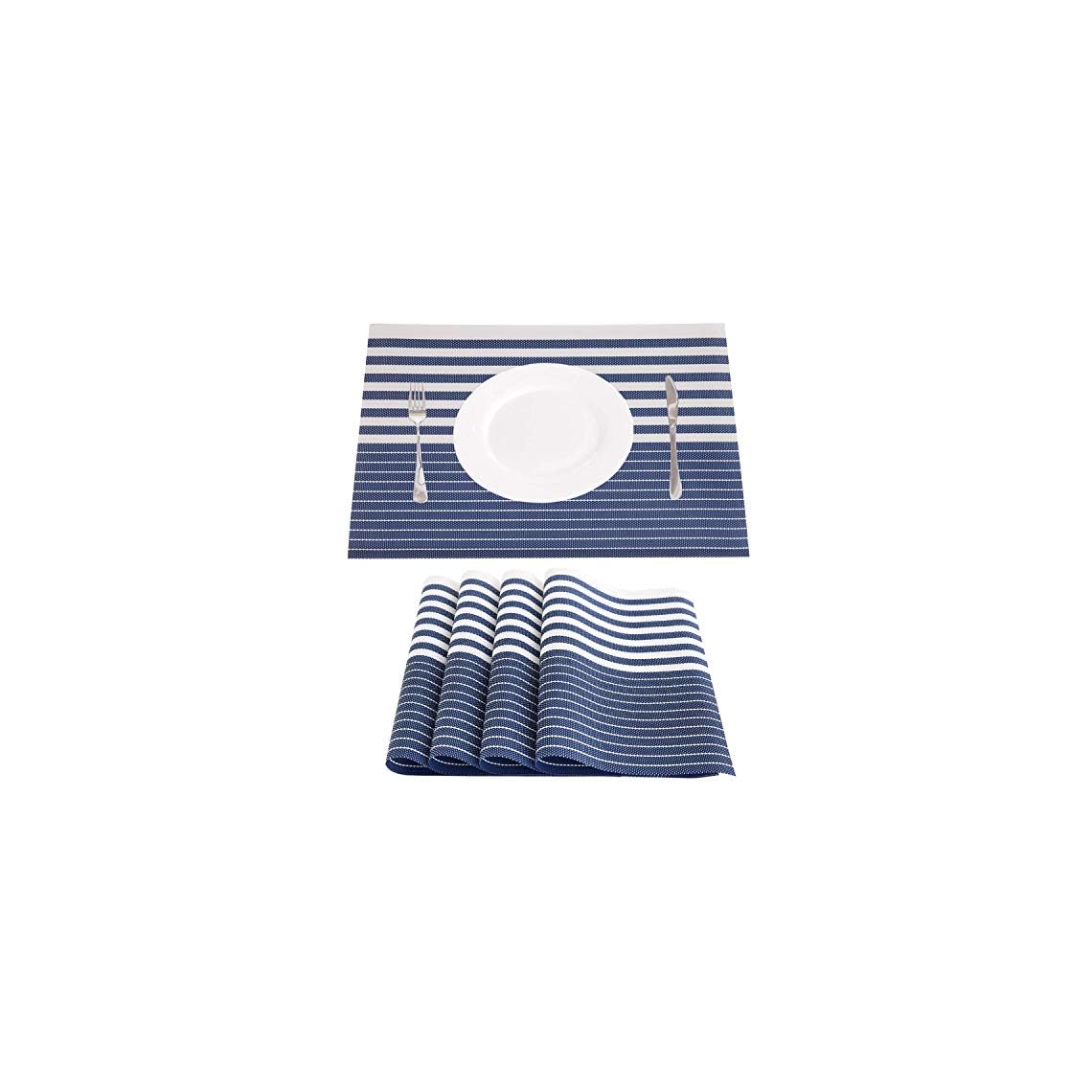 NJCharms Placemats Set of 4, Heat Resistant Washable Nautical Blue Placemats for Dining Kitchen