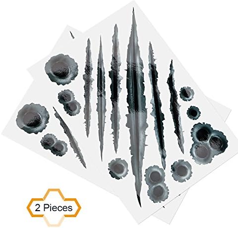COGEEK 2Pcs 3D Fake Bullet Hole Gun Shots Funny Car Stickers Helmet Scratch Decals Emblem (Bullet holes A)