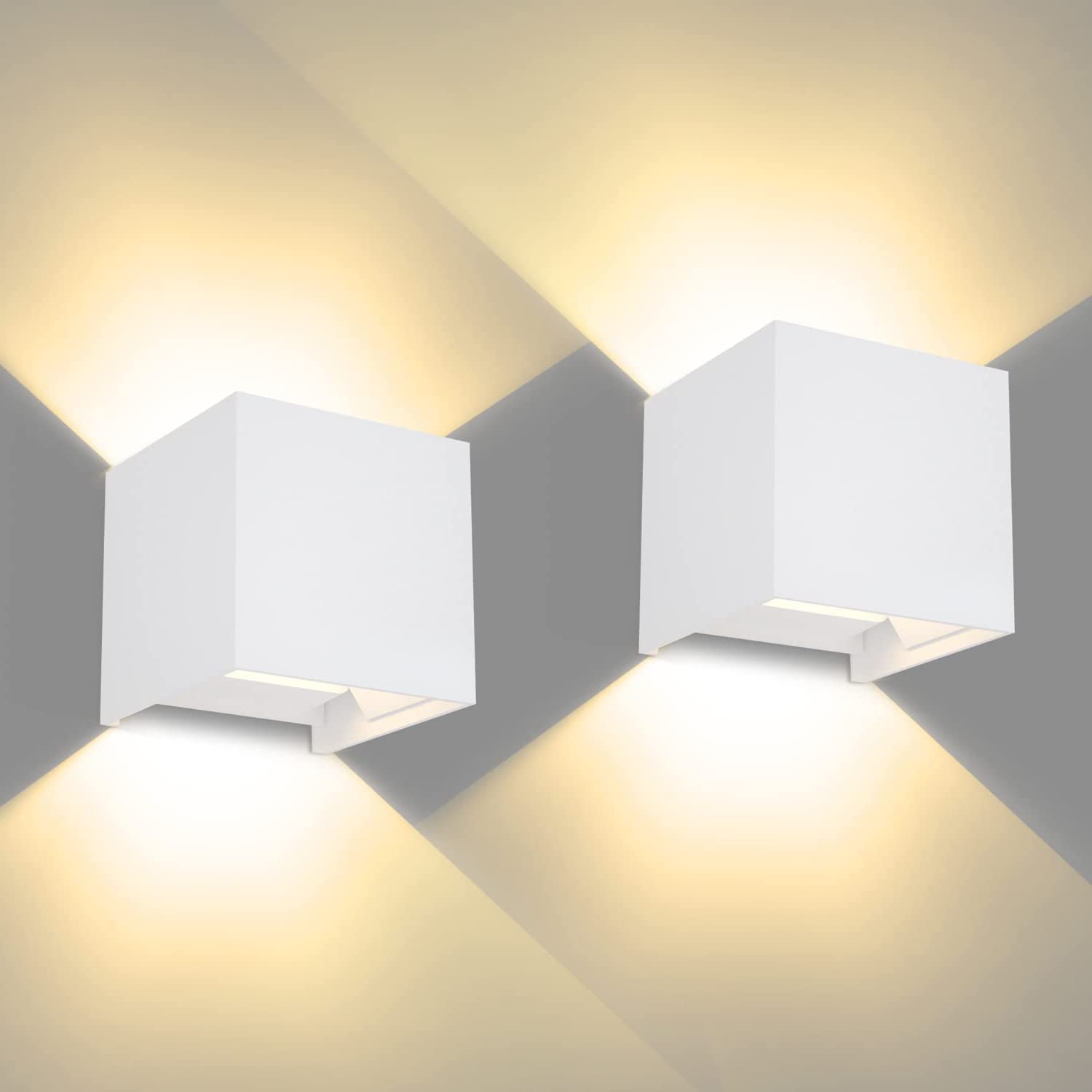 CANMEIJIA Outdoor Wall Lights 12W, Waterproof IP65 LED Outside Wall Lights Adjustable Beam Aluminum Black Indoor Wall Lamp 3000K Warm White for Garden Bathroom Bedroom Living Room Kitchen (2 Packs)