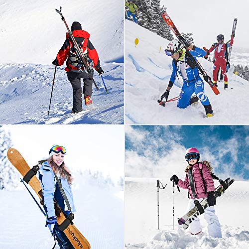 GREENEVER Ski Strap,Ski Carrier,Ski Straps and Pole Carrier,Ski Carrier Strap to Free Your Hands and Transport Your Ski Gear Everywhere You Go - Great for Families-Adults and Kids- Ski Carriers