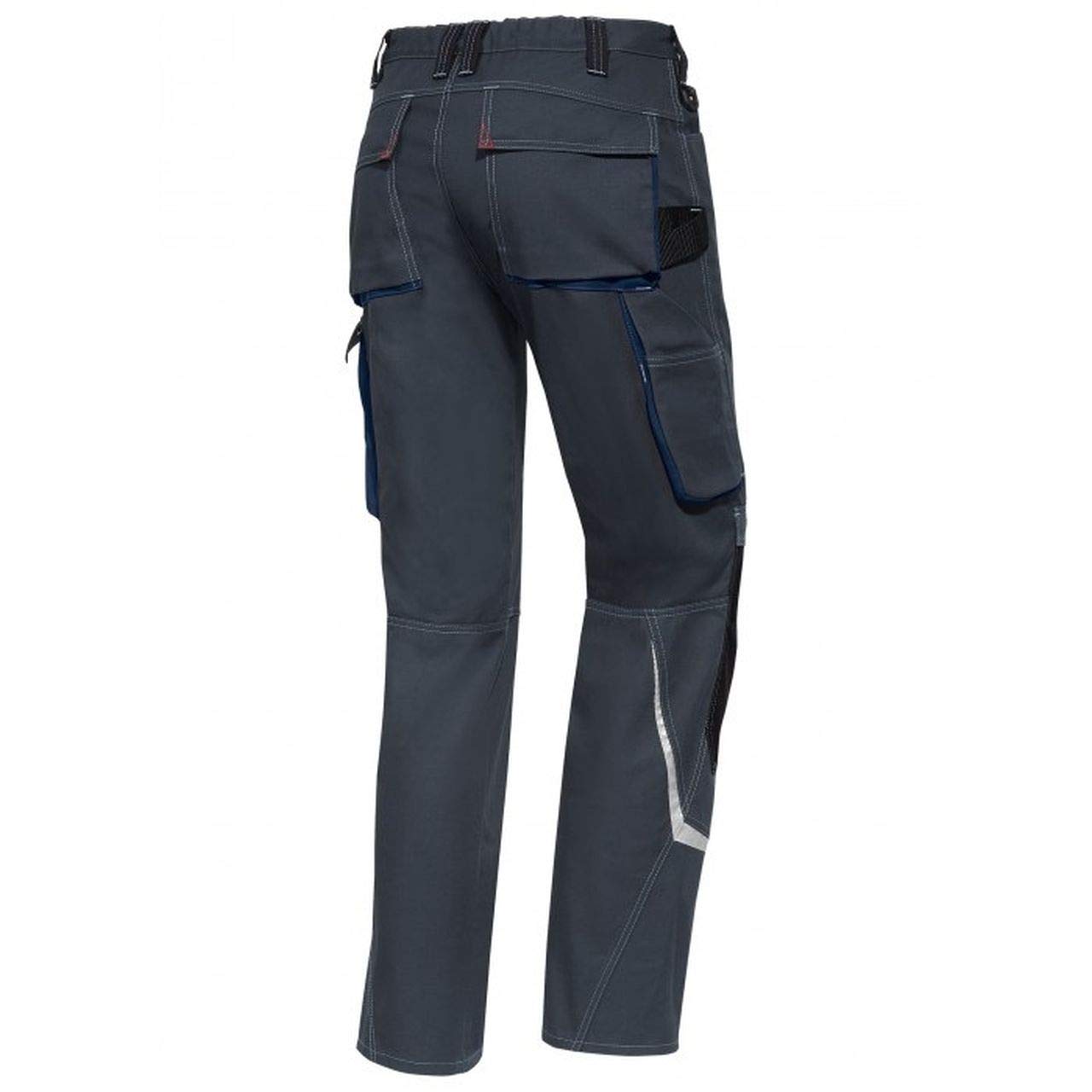 BP 1815-720-51 Work Trousers, Jeans Style With Back Yoke, 305,00 G/M², Reinforced Cotton, Light Grey/Royal Blue, Size 34S - Image 3