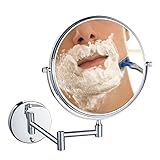 10X Magnifying Mirror, YEVITA Double-sided Vanity Mirror for Bathroom, Wall Mount 8 Inch Round with 360° Rotatable, 12 Inch Extentable Arm, Polished Chrome Finished