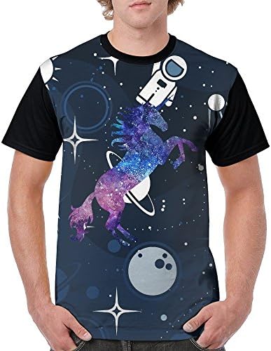 Fa Tee Glittering Unicorn Men's Fashion 3D Print Short Sleeve Raglan Tee Shirt