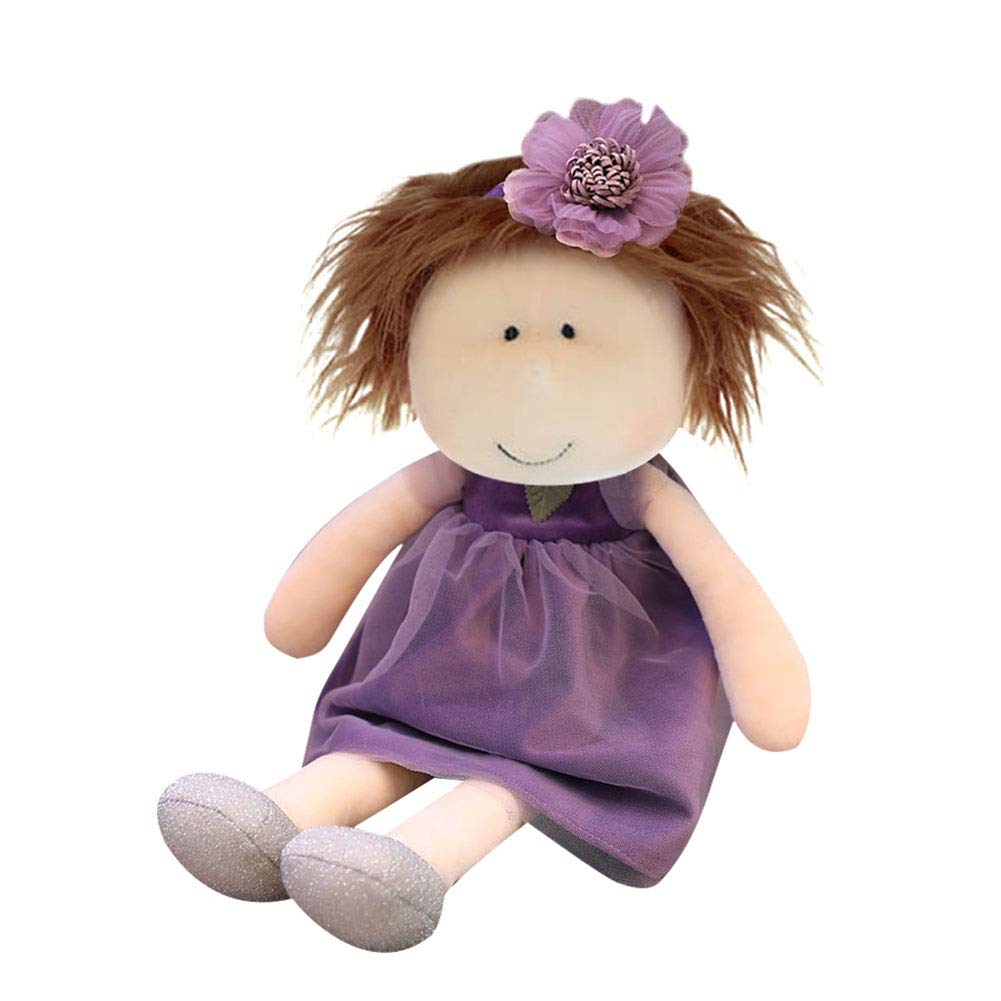 14 Inch Little Eye Rag Doll, Handmade Cute Soft Warm Heart Girl Rag Doll, Girls Sleeping Partner, Purple