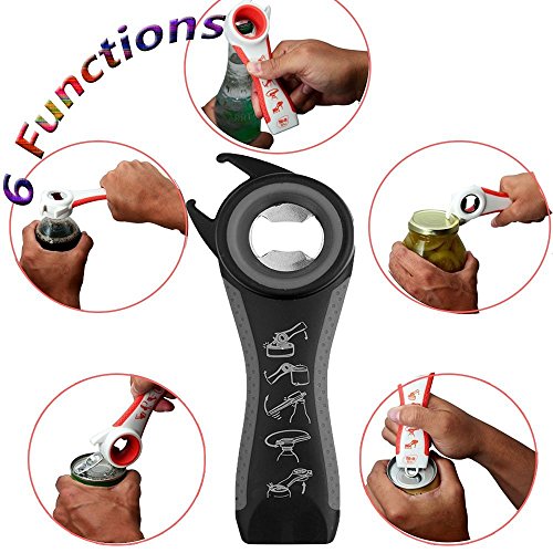Multi Bottle Opener, Showshow Bottle Can Opener, Lid Twist Off Gripper