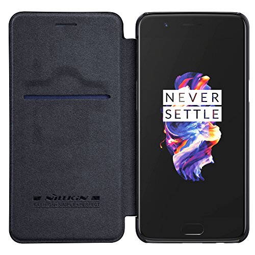 Capa Flip Nillkin QIN para OnePlus 5, [Couro PU][Fina e Leve][Proteção 360 graus], OnePlus 5 - Preta