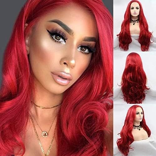 Red Lace Front Wigs Long Wave Natural Hair Heat Resistant Fiber Hair Synthetic Lace Wigs for Fashion Women (24 Inch, Redloosewave) — image 1