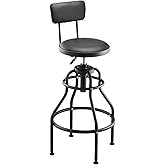 VEVOR Shop Stool with Backrest, Pneumatic Garage Seat/Work Stool with 300 lbs Capacity, Adjustable Height Roller Creeper Seat
