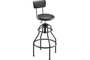 VEVOR Shop Stool with Backrest, Pneumatic Garage Seat/Work Stool with 300 lbs Capacity, Adjustable Height Roller Creeper Seat