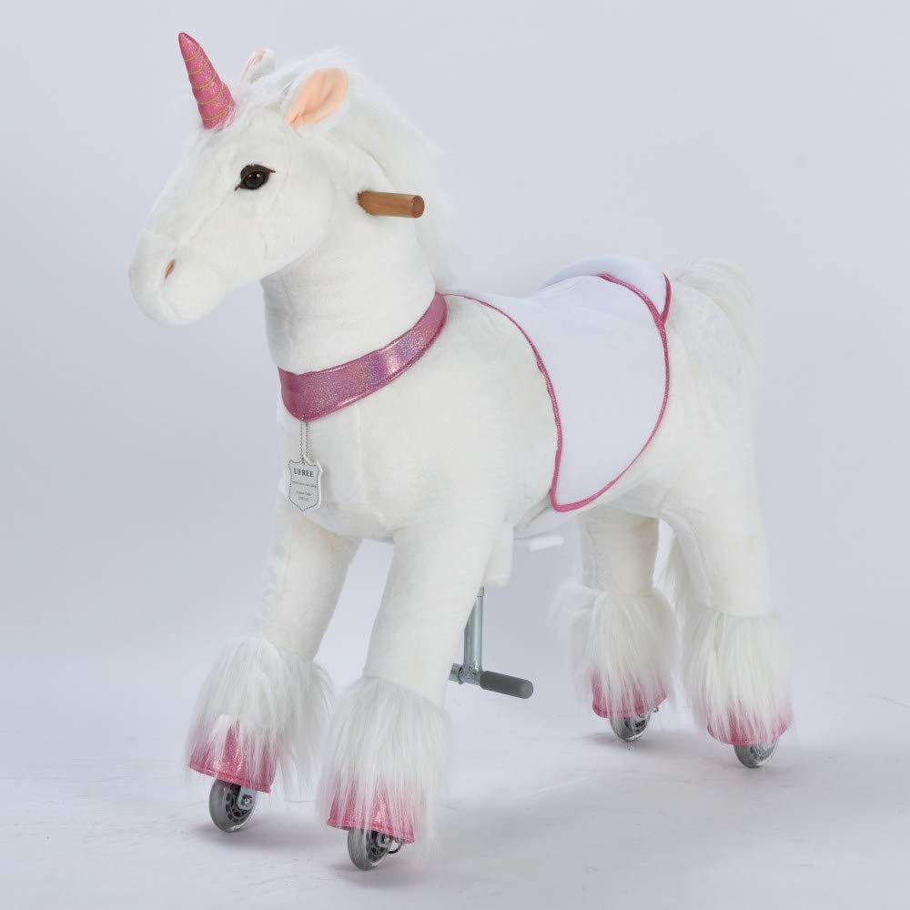 UFREE Ride on Unicorn, Giant Plush Animals, Pink Horn, Age 4-9, 36 inch - Image 4