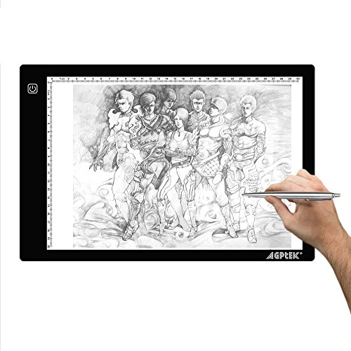 AGPtek A4 Ultra-thin Portable LED Artcraft Tracing Light Pad Light Box USB Power Cable Dimmable Brightness Tatoo Pad Aniamtion, Sketching, Designing, X-ray Viewing W/ USB Adapter (PSE Approval )