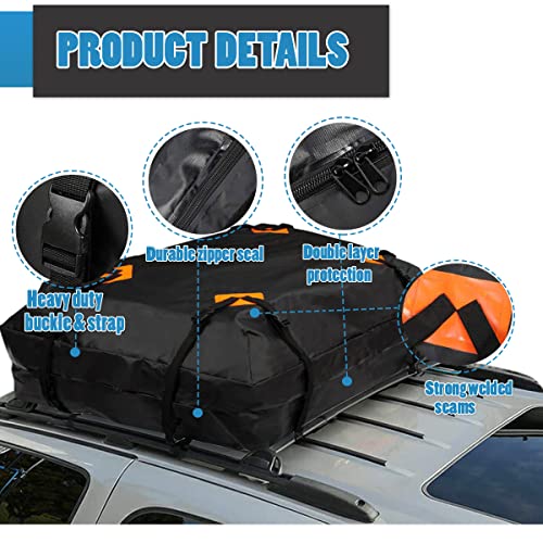 VaygWay 15 Cubic Feet Car Rooftop Cargo Carrier Bag Black Waterproof