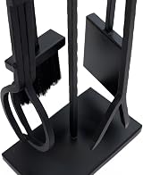 Charles Bentley Fireside Companion Set Black Matte Iron Poker Tongs Shovel view 4