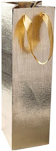Elegant Gift Bags for Bottles, 3 Pieces, Each 36 cm x 10.5 cm x 10.5 cm, Bottle Bags, Wine Bags, Gift Bags for Wine, Prosecco, Champagne, Wedding, Anniversary, Birthday (Gold)