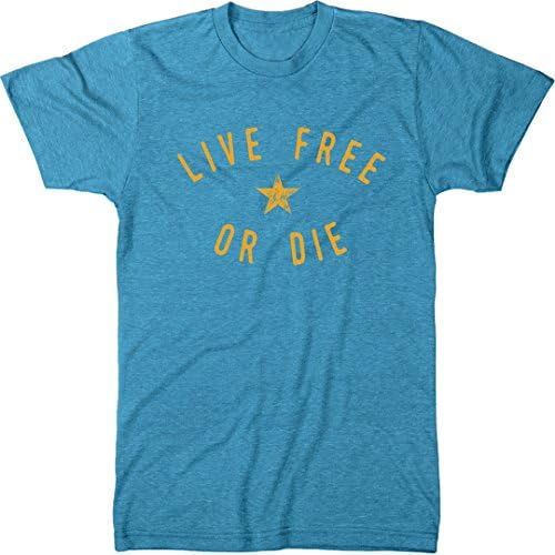 Trunk Candy Live Free or Die New Hampshire Motto Men's Modern Fit Tri-Blend T-Shirt (Vintage Turquoise, Large)