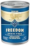 Blue Buffalo Freedom Grain Free Natural Senior Wet Dog Food, Chicken 12.5oz cans (Pack of 12)