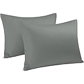 uxcell Pillowcases Weave from 100% Egyptian Cotton, Breathable Soft Pillow Cases with Zipper Closure, 2 Pcs Dark Gray Pillow Covers Standard Size - 20"x26"