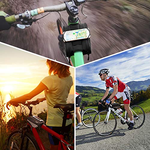 VUP Bike Top Tube Bag, Waterproof Front Frame Bike Bag with Large Storage, Universal Bicycle Motorcycle Handlebar Bag Fits All 4"-6.5" Cellphones for iPhone, Samsung, LG, Google, Nubia, HTC and More