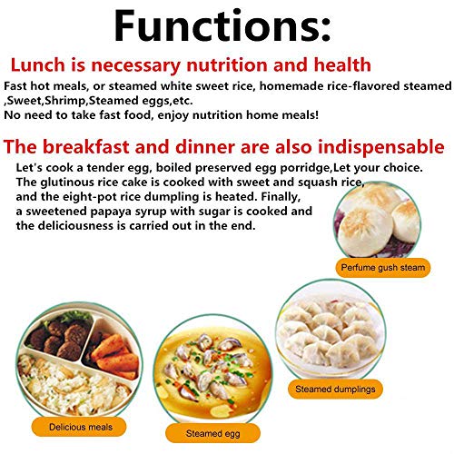 KOBWA Multifunctional Electric Lunch Box, Mini Rice Cooker, Portable Food Heater Steamer with Stainless Steel Bowls, Egg Steaming Rack, Spoon, Measuring Cup for Use in Office Outdoor School