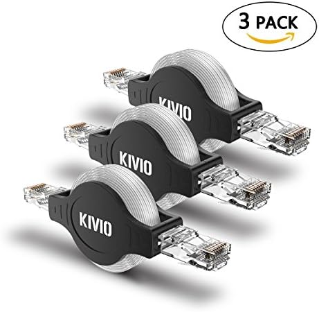 Ethernet Cable,3-Pack KIVIO Portable Retractable Ethernet Cable-5 Ft/RJ45 Connectors for Travel Hotel and More