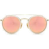 CONRAD RÖNTGEN Retro Round Sunglasses for Women Men Double Bridge UV400 Protection