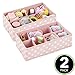 mDesign Fabric 8-Section Divider Drawer Organizer Bin for Baby Nursery Dresser, Closet, Shelf, Changing Table Organization, Hold Clothes, Toys, Diapers, Bib, Blanket - 2 Pack, Pink/White Polka Dot