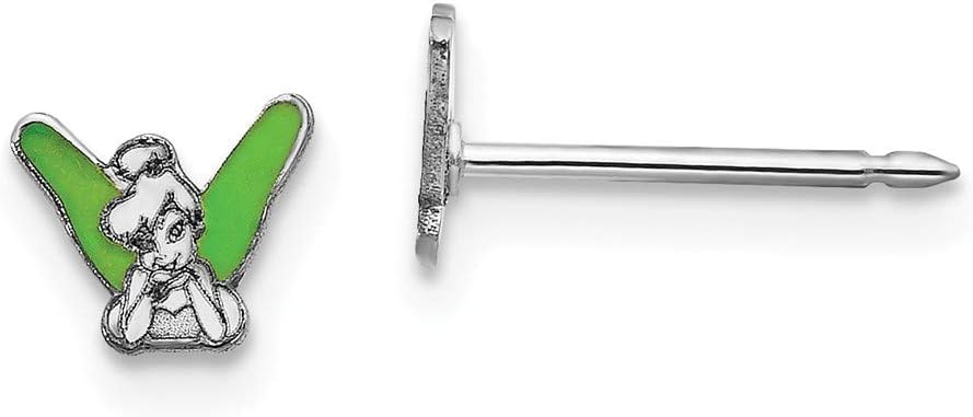 14K White Gold Jewelry Button Earrings Solid 5 mm 5 mm Inverness Disney Tinker Bell Earrings