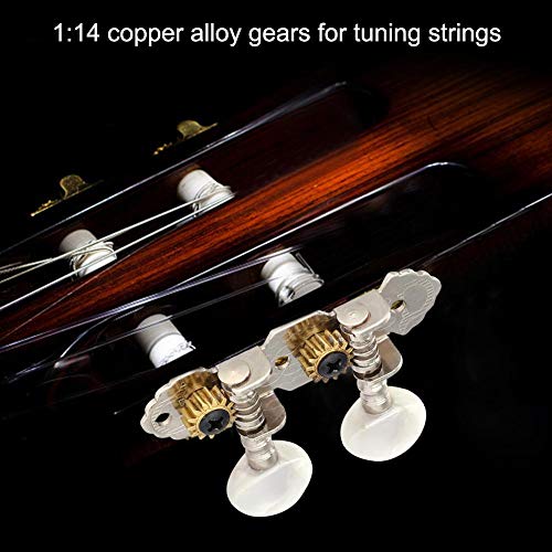 Tuning Pegs,2L 2R Ukulele Bass Tuning Pegs Sliver Classical Ukulele Tuning Pegs White Pearl Style Round Button Machine Heads - Thumbnail 4