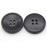 6 Pcs Resin Buttons 4 Holes Round Buttons for Coats, Jacket,DIY Sewing Supplies (#03 Black, 30mm)