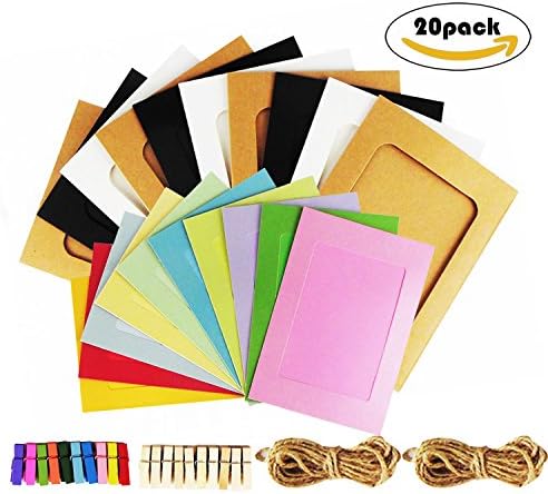 Wall Deco DIY Paper Photo Frame with Mini Clothespins and String - Fits 4"x 6" ,5"x 7" Pictures(20 packs)