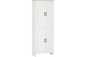 HOMCOM 67" Freestanding Kitchen Pantry, Modern Buffet Cabinet, Storage Cabinet with Adjustable Shelves, 4 Doors, White
