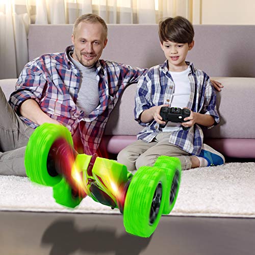 Remote Control Car RC Cars - Drift High Speed Off Road Stunt Truck, 4WD Race Toy with Two Rechargeable Batteries, Cool Birthday Gifts for Boys Age 3 5 6 7 8 9 10 11 Year Old Kids Toys (Green)