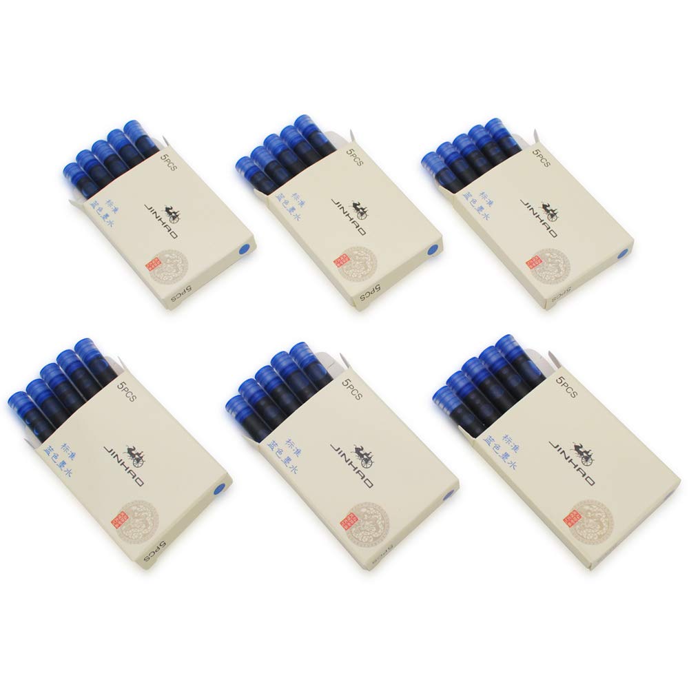 JINHAO Ink Cartridges Fountain Pen Refills for JINHAO and Baoer Pen Standard Size Pack of 30 30 Stück blue