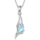 HPQQ 925 Sterling Silver Pendant Necklace Oval Gemstone Necklaces Dainty Fine Jewelry Gifts for Women Her Wife Mom