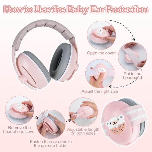 Muyohix 2 in 1 Baby Headphones, Adjustable Anti-Noise Baby Headphones, Hearing Protection for Babies from 0 to 48 Months and Children, Baby Earmuffs for Everyday and Events