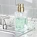 mDesign Square Glass Refillable Liquid Soap Dispenser Pump Bottle for Bathroom Vanity Countertop, Kitchen Sink - Holds Hand Soap, Dish Soap, Hand Sanitizer, Essential Oils - 2 Pack - Clear/Soft Brass