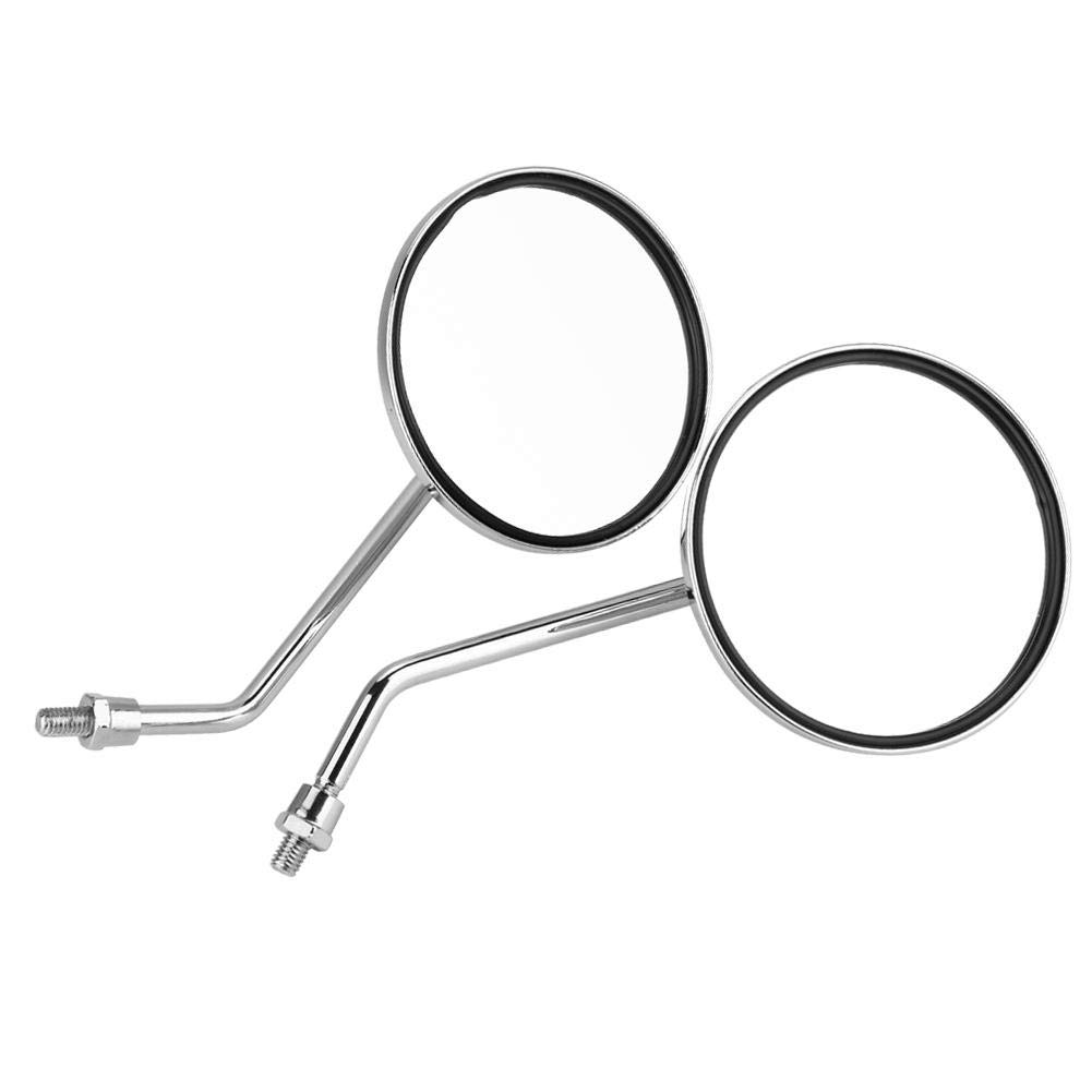 1 Pair Compatible for Pair 8mm Right and Left Side Universal Motorcycle Rear View Mirrors Round Rearview Mirror For motorcycles, street bikes, ATVs, off-road vehicles and scooters,Plating
