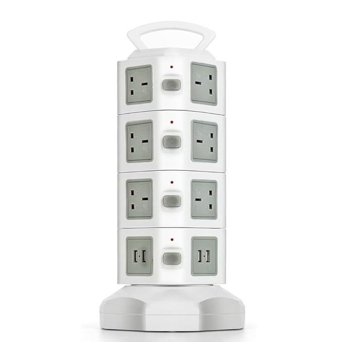 TNP Power Strip with USB Surge Protector 14 AC Outlet + 4 USB Port Charger Charging Station