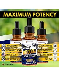Hemp Oil Drops 65 000 MG - Effective Pain Reliever - Anti-Stress - Made in USA